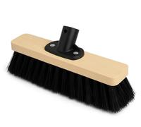 BH | 12" Soft Bristle Wooden Broom Head | Black | Indoor Sweeping Brush for Tiles, Wood, Laminate Floors | Lightweight Broom for Home, Kitchen, Patio, Garden and Office Cleaning - By BEST HOUSE