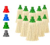 BH | 14 Py Plastic Push Socket Mop Head | 10 Pcs | Green | Wet or Dry Floor Cleaning | Disposable | Replacement | Cotton Thick Absorbent Yarn | Everyday Home, Office, Commercial Use - by BEST HOUSE