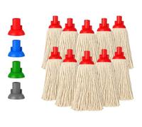 BH | 14 Py Plastic Push Socket Mop Head | 10 Pcs | Red | Wet or Dry Floor Cleaning | Disposable | Replacement | Cotton Thick Absorbent Yarn | Everyday Home, Office, Commercial Use - by BEST HOUSE