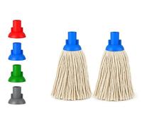 BH | 14 Py Plastic Push Socket Mop Head | 2 Pcs | Blue | Wet or Dry Floor Cleaning | Disposable | Replacement | Cotton Thick Absorbent Yarn | Everyday Home, Office, Commercial Use - by BEST HOUSE