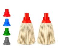 BH | 14 Py Plastic Push Socket Mop Head | 2 Pcs | Red | Wet or Dry Floor Cleaning | Disposable | Replacement | Cotton Thick Absorbent Yarn | Everyday Home, Office, Commercial Use - by BEST HOUSE