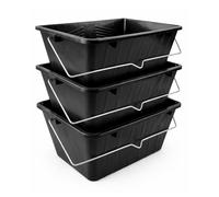 BH | 15L Black Paint Scuttle with Metal Handle | 15 Litres (3 Gallon) | Pack of 3 | Large Plastic Paint Bucket for Rollers | Decorators Paint Container for Paint and Paste - By Best House