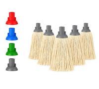BH | 16 Py Plastic Push Socket Mop Head | 5 Pcs | Grey | Wet or Dry Floor Cleaning | Disposable | Replacement | Cotton Thick Absorbent Yarn | Everyday Home, Office, Commercial Use - by BEST HOUSE