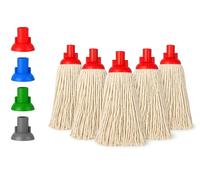 BH | 16 Py Plastic Push Socket Mop Head | 5 Pcs | Red | Wet or Dry Floor Cleaning | Disposable | Replacement | Cotton Thick Absorbent Yarn | Everyday Home, Office, Commercial Use - by BEST HOUSE