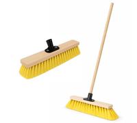BH | 16" Soft Bristle Broom with 1.2M Long Handle | Cream | Indoor Sweeping Brush for Tiles, Wood, Laminate Floors | Wooden Broom for Home, Kitchen, Patio, Garden & Office Cleaning - By BEST HOUSE