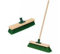 BH | 16" Soft Bristle Broom with 1.2M Long Handle | Green | Indoor Sweeping Brush for Tiles, Wood, Laminate Floors | Wooden Broom for Home, Kitchen, Patio, Garden & Office Cleaning - By BEST HOUSE