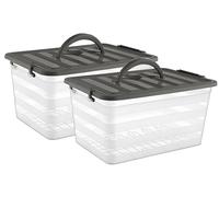 BH | 16L Plastic Storage Box with Lids and Handle | 16 Litre | 2 Pcs | Clips | Stackable | Multi-Purpose for Home, Kitchen, Stationery, Tools, Crafts Household Essentials Versatile - by BEST HOUSE
