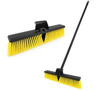 BH |18 Inch Yard Brush - 40cm Garden Broom - Long Handle|1.3m-Adjustable Metal Handle|Heavy Duty Outdoor Broom|Stiff Hard Bristles|Suitable for Factories, Warehouses,Schools, Patio,Garage, Driveways