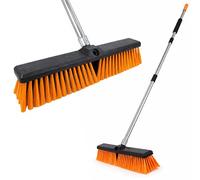 BH |18" Yard Brush | Garden Broom | Heavy Duty Outdoor Broom |1.7m-Adjustable Metal Handle | Stiff Hard Bristles | Suitable for Factories, Warehouses, Schools, Patio, Garage, Driveways - by Best House