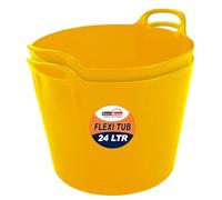 BH | 2 Pcs of Flexi Tub with Handles | 24 Litres | Yellow | Plastic Storage Container for Home, Washing, Yard, Garden Waste and DIY Projects - By BEST HOUSE