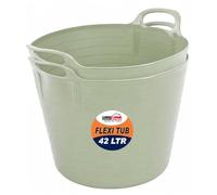 BH | 2 Pcs of Flexi Tub with Handles | 42 Litres | Sage Green | Large Flexible Plastic Storage Bucket | Multipurpose Tub for Home, Washing, Yard, Garden Waste and DIY Projects - By BEST HOUSE