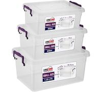 BH | 3 PCS Small Clear Plastic Storage Box with Lids | 300ml + 600ml + 1.25L | Use for Home, office, Kitchen, Toys and Habedashery and other tiny and small items - By BEST HOUSE