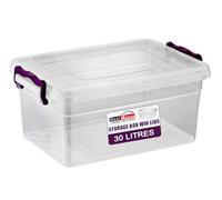 BH | 30L Plastic Storage Box Bins with Lids | Pack of 1 | Heavy Duty, Stackable Clear Storage Container Use for Home, office, Kitchen, Toys and Goods (30 Litres) - By BEST HOUSE
