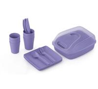 BH | 32 Pcs Reusable Plastic Picnic Set | Lavender | Lightweight | BPA Free | Ideal for Camping, Picnic, Travel & Garden Parties | Outdoor Dining Set with Plates, Cutlery for 6 People - by Best House