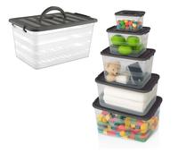 BH | 5 Pcs Plastic Storage Boxes with Lids | 16L + 10L + 6L + 3.3L + 1.6L | Stackable | Nestable Storage Bins | for Home, Kitchen, Stationery, Tools, Crafts, Household Essentials - by BEST HOUSE