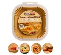BH | 7.9" Air Fryer Liners Disposable | Square | 7.9 Inch | 100 PCS | Parchment Paper | Greaseproof | Oil-Proof, Food Grade Baking Paper - Compatible with Ninja, Tefall, Russell Hobbs - by Best House