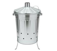 Bh - 75L Large Galvanised Metal Incinerator With Lid, Ventilation Holes,garden Waste Fire Burner For Leaves Paper Wood (Pack Of 1)