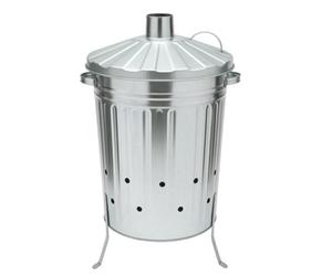Bh - 75L Large Galvanised Metal Incinerator With Lid, Ventilation Holes,garden Waste Fire Burner For Leaves Paper Wood (Pack Of 1)