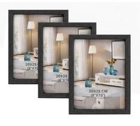 BH | 8x10 Photo Frames Set of 3 | 20 x 25cm Charcoal Oak Wooden Frame | Picture Frames for Tabletop and Wall Mounting | Vertical & Horizontal Display for Living Room, Bedroom & Office - by Best House