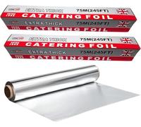 BH | Aluminium Foil Roll 450mm x 75m - 2 Packs | Tin Foil for Cooking, Baking, Grilling, BBQ, Roasting | for Hot Food Wrapping, Preparing, Storage | Keep Food Fresh & Hot for Long Time - by BEST HOUSE