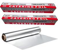 Bh Aluminium Foil Rolls 300mm X 75M - 2 Rolls, Tin Foil For Wrapping Kitchen, Catering, Cooking, Baking, Grilling, Bbq, Roasting