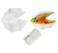 BH | Bagasse Clamshell Takeaway Burger Box | 6 Inches | 100-PACK | Biodegradable Compostable, and Recyclable Food Boxes, Made from Natural Sugarcane Fibre - By BEST HOUSE