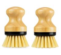 BH | Bamboo Dish Scrub Cleaning Brush | 2 Pcs | Kitchen Dish Scrubber Brush | Palm Pot Dish Brushes for Cleaning Home Kitchen Washing Dishes, Sink, Cast Iron Pan Pots - By BEST HOUSE
