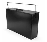 BH | Black Ash Carrier Box with Lid & Long Handle | Galvanised Metal Hot Tidy Ash Carrier | Fireplace Pan Bucket, Coal & Ash Storage Container for Wood Burners, Stoves & BBQs - by Best House