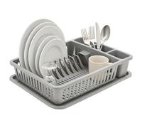 BH | Dish Drainer Rack with Drip Tray | Nordic Grey | Large Plastic Plate Cutlery Cup Holder | Kitchen Sink Utensil Organizer | Food-Grade BPA-Free - Pack of 1 - By BEST HOUSE