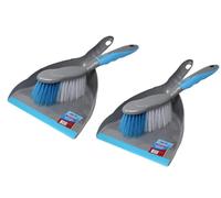 BH | Dustpan and Brush Set | Plastic | Grey Blue | 2 Set | Soft Grip | Household Cleaning | Portable Ergonomic | TPR | Home and Office Use - by Best House