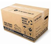 BH | Large Cardboard Moving Boxes | 5-Pack | 52cm x 30cm x 30cm | 47 Litres | Strong Reusable Packing Boxes | House Moving Packing with Carry Handles and Room List Checkboxes - by Best House
