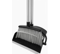 BH | Long Handled Dustpan and Brush Set | Broom and Dustpan | Standing Sweeping Combo with Comb Teeth |180 Degree Upright Dust Pan and Brush for Home Kitchen Office Lobby Floor | Grey Black