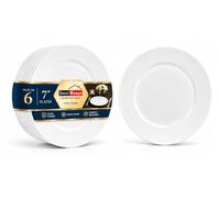 BH | Opalware Dessert Plates 7"/17.8 cm Round White | 6 Pcs | Side Plates for Cake, Snacks, Starters & Desserts - Durable, Microwave, Oven, Dishwasher Safe Tableware for Home & Kitchen - by Best House