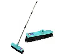 BH | Outdoor Garden Broom - 1.2m Stick |12" Head | Adjustable | Blue | Stiff Hard Brush | Scrub Brush long Stainless Steel Handle | Sweeping Patio, Garden Yard Outdoor Driveway - By BEST HOUSE