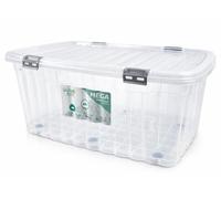 BH | Plastic Storage Box with Lids and Wheels | LARGE Size | 90L (L:81.5cm W:55cm H:33.5cm) | 1-PACK | Stackable Clear Durable Multipurpose Office Toys Home Tools Crafts Household - by Best House