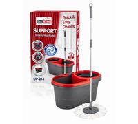 BH | Spin Mop and Bucket Set | 360° Rotating Microfibre Mop Head | 14 Litres Capacity | Easy Wringer Bucket | Stainless Steel Adjustable Long Handle | Wet and Dry Floor Cleaning - by BEST HOUSE