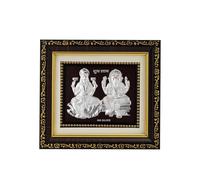 BHAGWATIJEWELS 999 Pure Silver Laxmi Ganesh Frame | Divine Home Decor | Square Tabletop |5 X 5.5 Inch