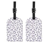 BHAHB 2 Pack Luggage Tag Luggage Tags PU Leather Suitcase Tags Aesthetic Cute Travel Bag Labels for Women Girls (P18-Grey Leopard Cheetah)