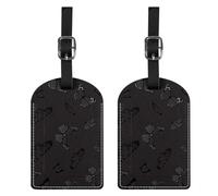 BHAHB 2 Pack Luggage Tag Luggage Tags PU Leather Suitcase Tags Aesthetic Cute Travel Bag Labels for Women Girls (P6-Black Grey Butterfly)