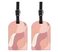 BHAHB 2 Pack Luggage Tag Luggage Tags PU Leather Suitcase Tags Aesthetic Cute Travel Bag Labels for Women Girls (P13-Pink Lump)