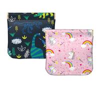 BHAHB 2 PCS Small Squeeze Coin Purse Pouch Soft PU Leather Mini Wallet Change Bag Cute Aesthetic for Women Girls Men (I13-Dinosaurs Unicorn)