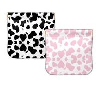 BHAHB 2 PCS Small Squeeze Coin Purse Pouch Soft PU Leather Mini Wallet Change Bag Cute Aesthetic for Women Girls Men (I3-Cow Leopard)