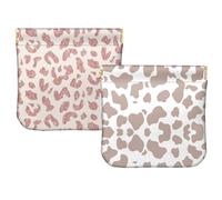 BHAHB 2 PCS Small Squeeze Coin Purse Pouch Soft PU Leather Mini Wallet Change Bag Cute Aesthetic for Women Girls Men (I11-Leopard Print)
