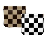 BHAHB 2 PCS Small Squeeze Coin Purse Pouch Soft PU Leather Mini Wallet Change Bag Cute Aesthetic for Women Girls Men (I19-Check)