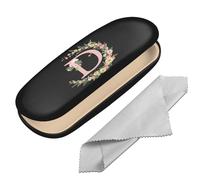 BHAHB Eyeglasses Case Hard Shell Initial Letter Protective Case for Glasses Eyeglass Holder Box with Cleaning Cloth for Women Girls Men Cute Aesthetic Classic (Letter-D)