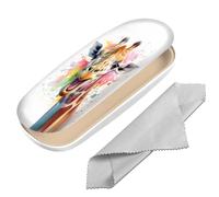 BHAHB Eyeglasses Case Hard Shell Protective Case for Glasses Eyeglass Box with Cleaning Cloth for Boys Men Man Cute Aesthetic (M25-giraffe)