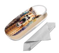 BHAHB Eyeglasses Case Hard Shell Protective Case for Glasses Eyeglass Box with Cleaning Cloth for Boys Men Man Cute Aesthetic, M25-horse, One size