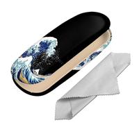 BHAHB Eyeglasses Case Hard Shell Protective Case for Glasses Eyeglass Box with Cleaning Cloth for Boys Men Man Cute Aesthetic (M34-blue Wave)