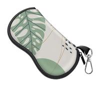 BHAHB Glasses Sunglasses Eyeglass Case Zipper Soft Neoprene Light Eyeglasses Case Metal Belt Clip Cute Aesthetic for Unisex Women Girls Travel (T14-Leaf)