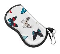 BHAHB Glasses Sunglasses Eyeglass Case Zipper Soft Neoprene Light Eyeglasses Case Metal Belt Clip Cute Aesthetic for Unisex Women Girls Travel (T8-Butterfly)